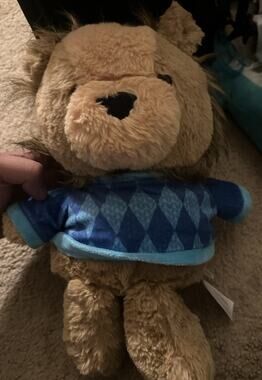 Animal Adventure Lion Plush Blue Argyle Sweater Stuffed Animal